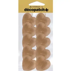 Aktuell 10 Pappmache Herzen + Schnur - ca. 4cm