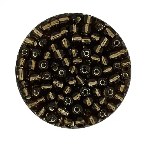 Echt Rocailles aus China, 17g Dose, 4mm, dunkelbraun silbereinzug