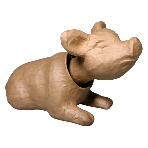 Zertifiziert Schwein Hugo, mit Wackelkopf, aus Pappmachè, 19 x 10,5 x 12 cm
