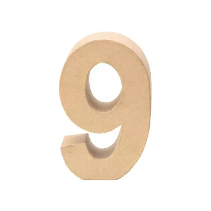 Zahl 9, 17,5 x 5,5 cm, aus Pappmachè Solange Der Vorrat Reicht