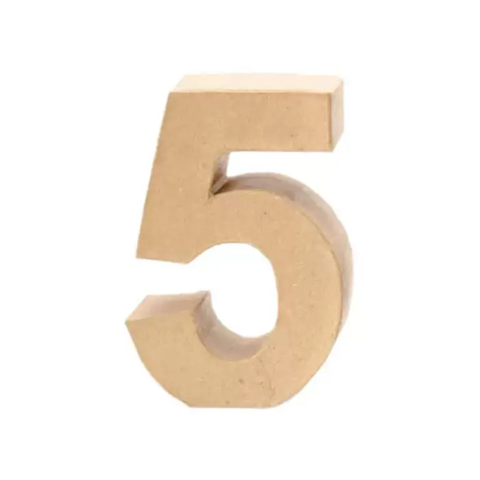 Zahl 5, 17,5 x 5,5 cm, aus Pappmachè Nur Für Kurze Zeit