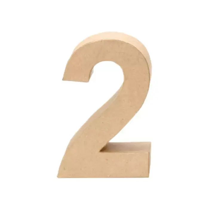 Zahl 2, 17,5 x 5,5 cm, aus Pappmachè Solange Der Vorrat Reicht