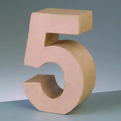 Zahl 5, 10 x 3 cm, aus Pappmaché Top-Preis