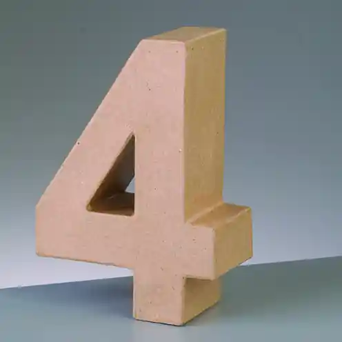 Zahl 4, 10 x 3 cm, aus Pappmaché Saisonangebot
