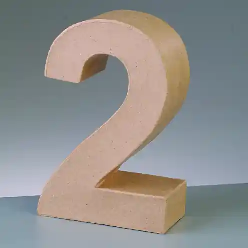 Wochenendangebot Zahl 2, 10 x 3 cm, aus Pappmaché