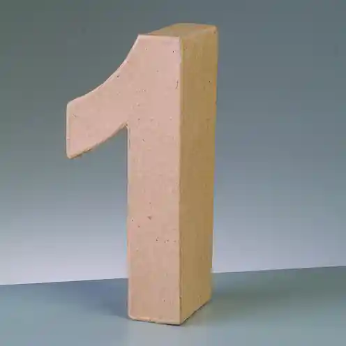 Zahl 1, 10 x 3 cm, aus Pappmaché Schneller Versand
