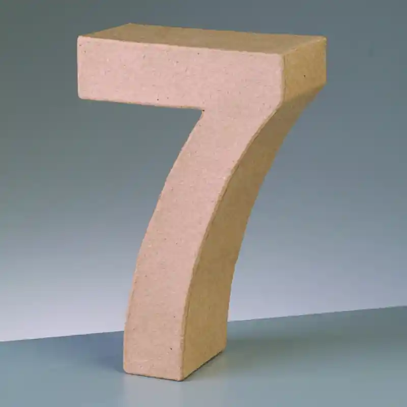 Zahl 7, 5x2 cm, aus Pappmaché Neu Im Sortiment