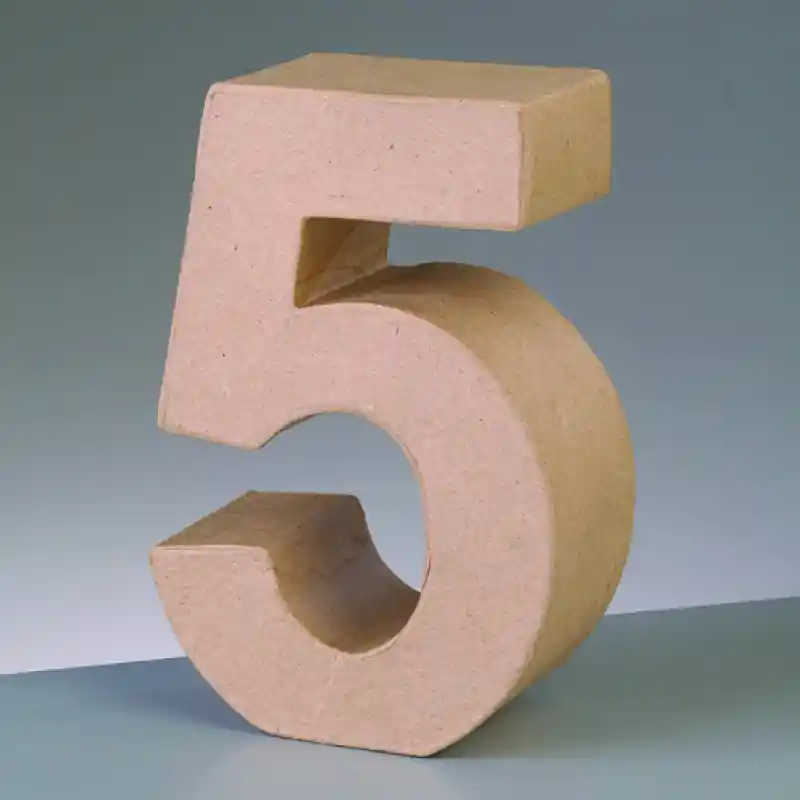 Versand Am Gleichen Tag Zahl 5, 5x2 cm, aus Pappmaché