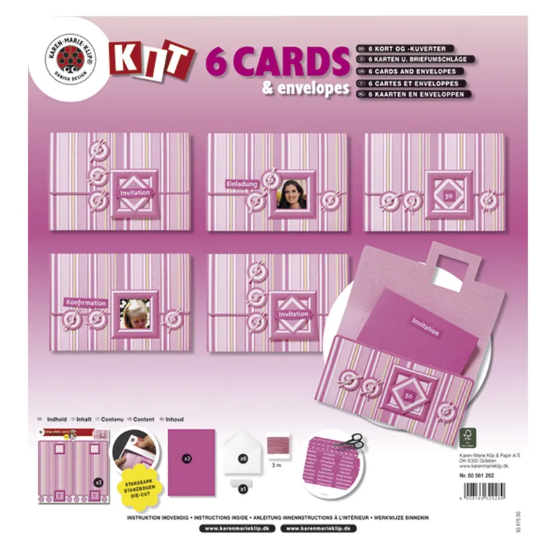 Ab Werk Bastelset 6 Karten und Kuverts, babyrosa