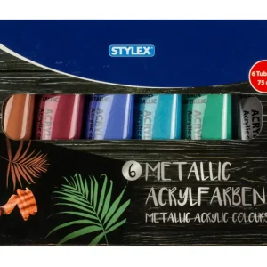 Acrylfarben-Set Metallic, 6 x 75ml Tuben Super-Preis