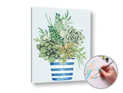 Zertifiziert Malen nach Zahlen GREEN FLOWERS IN THE FLOWER - niedriger Schwierigkeitsgrad