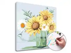 Malen nach Zahlen MARGARETS AND SUNflowers - niedriger Schwierigkeitsgrad Schnäppchen