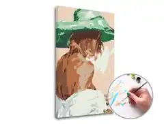 Malen nach Zahlen WOMAN IN THE GREEN HAT - niedriger Schwierigkeitsgrad Must-Have