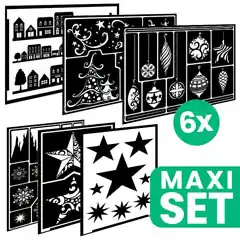 Weihnachtsmotiv-Malschablonenset - 6 Stück Aktuell