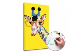 Wochenendangebot Malen nach Zahlen GIRAFA MIT OKULIARS - niedriger Schwierigkeitsgrad | without frame | without frame