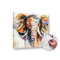 Abverkauf Malen nach Zahlen - Elefant, mittlerer Schwierigkeitsgrad | 50x50 cm - ohne Rahmen