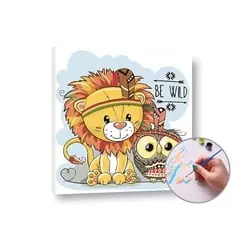 Wochenendangebot Malen nach Zahlen Löwe - niedriger Schwierigkeitsgrad | 50x50 cm - ohne Rahmen