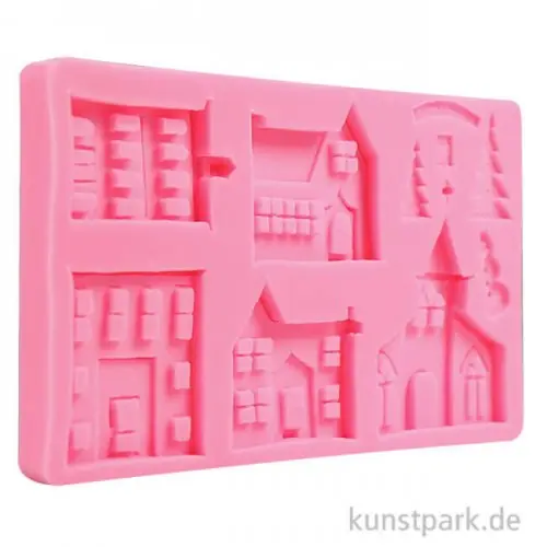 Schneller Versand Silikon-Gießform - Häuser, 20,5 x 11,7 x 1,5 cm