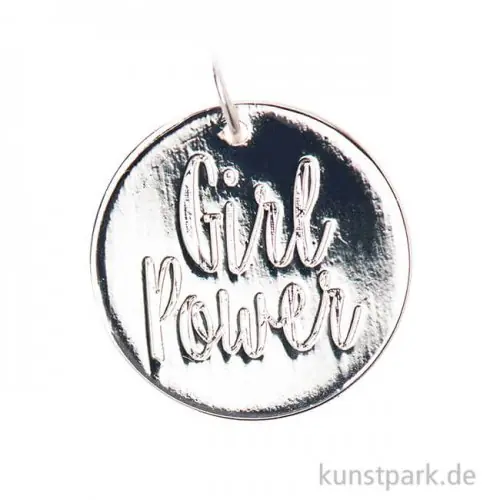 Schmuck-Anhänger Scheibe - Girl Power, Silber Knallerangebot