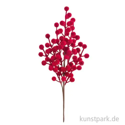 Zertifiziert Flocken-Beerenzweig Rot, 31 cm