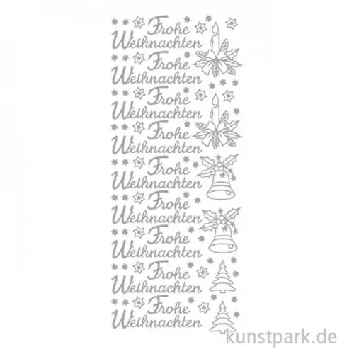 Exklusiv Kreativ Sticker - Frohe Weihnachten Motive 1, Silber, 10 x 23 cm