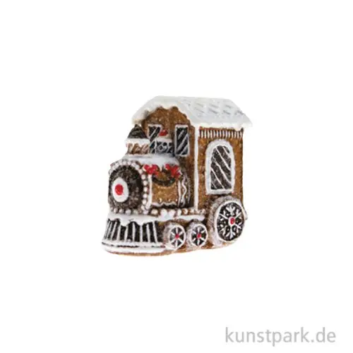 Markenware Weihnachtszug, Keramik, Lebkuchen, Braun-Weiß, 5 x 3,2 x 4,7 cm