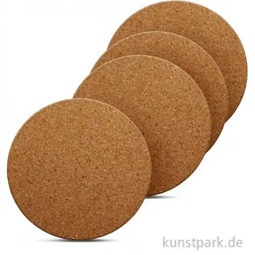 Kork-Untersetzer - rund, 10 cm Durchmesser, 0,3 cm Dicke, 4 Stück Must-Have