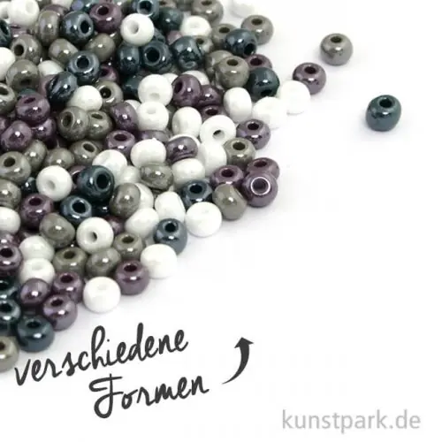 Nur Für Kurze Zeit Glas-Großlochradl Grau-Lila-Weiß Mix, opak, 55 g