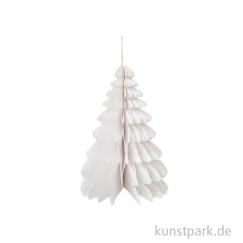 Neue Kollektion Wabenpapier Tannenbaum mit Hänger, Weiß, 20 cm, 1 Stück