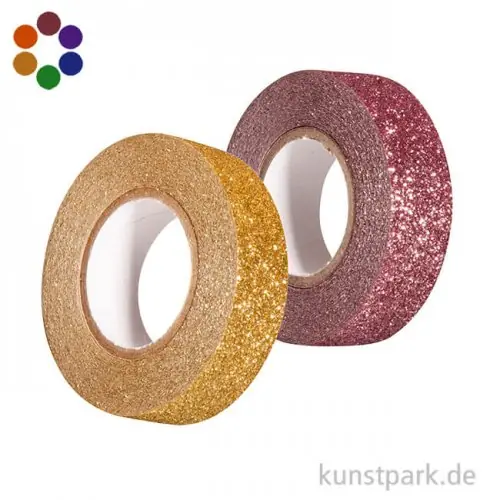 Weltweiter Versand Motiv-Klebeband Washitape - Glitter - 15 mm - 5 m Rolle
