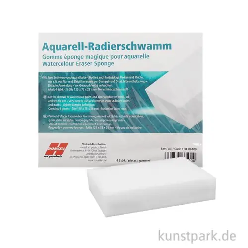 Direktkauf Aquarell-Radierschwamm, 12,2 x 7,5 x 2,6 cm, 4er Set