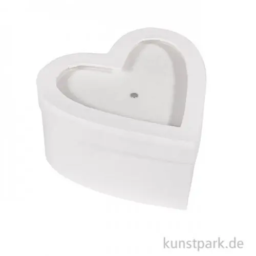 Ausverkauf Pappmache Herz mit Schütteldeckel, Weiß, Größe 9x9x4,5 cm