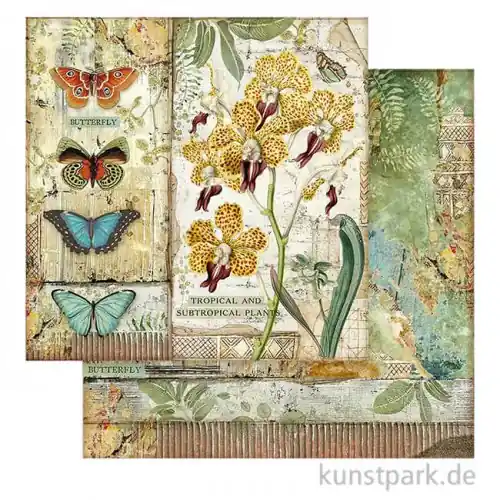 Stamperia Scrappapier - Amazonia Orchid and Butterfly, 30,5x30,5 cm Geprüft