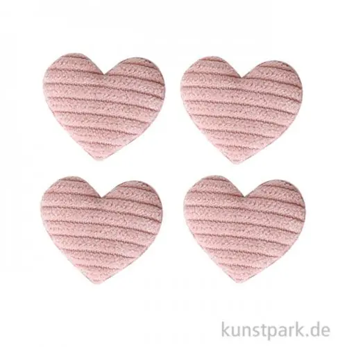 Mini Kissen Stoff-Herz, Rosa, 3,5 cm, 4 Stück Schneller Versand