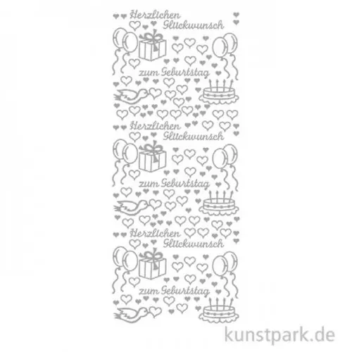 Kostenfreie Lieferung Kreativ Sticker - Herzlichen Glückwunsch 2, Silber, 10 x 23 cm