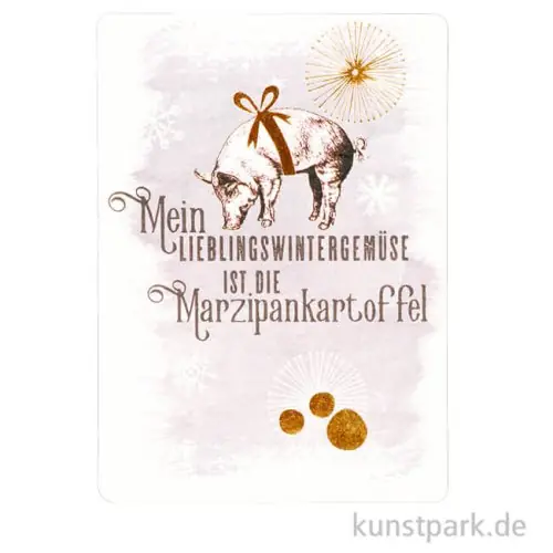 Im Trend Good old friends - Winterwelt Postkarte, Schwein