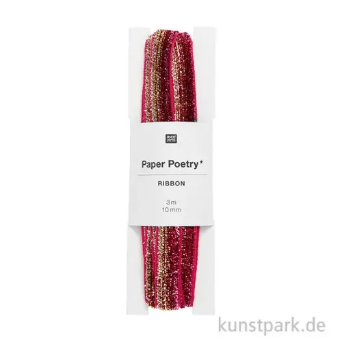 Glitzerband - Pink Gold Silber, 10 mm x 3 Meter Premium