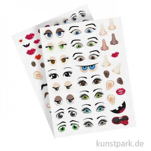 Schnäppchen Sticker Set - 124 Aufkleber, Gesichter