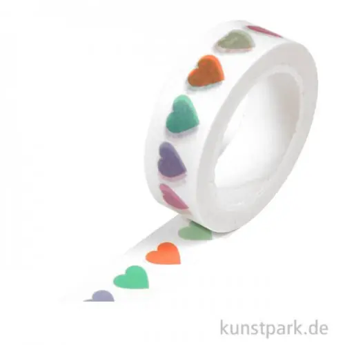 Motiv-Klebeband Washi-Tape - Candy Hearts, 15 mm, 10 m Rolle Nur Heute