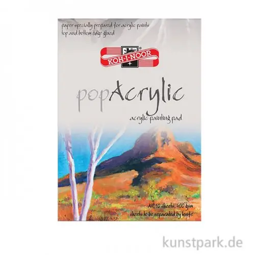Koh-I-Noor Pop Acryl Papier, 10 Blatt Weiß, 400g Geprüft