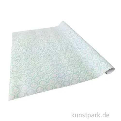 Preiswert Miniatur Tapete mit Damask Ornament, Blau, 50 x 30 cm