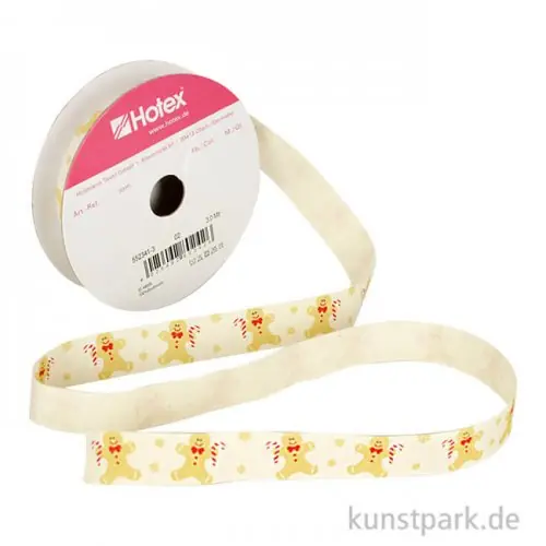 Hotex Baumwoll-Band - Lebkuchenmann Creme, 15 mm x 3 m Direktkauf