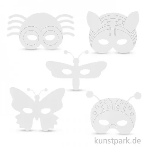 Insekten-Masken aus kräftigem Karton, 14-17 cm, 16 Stück sortiert Ausverkauf