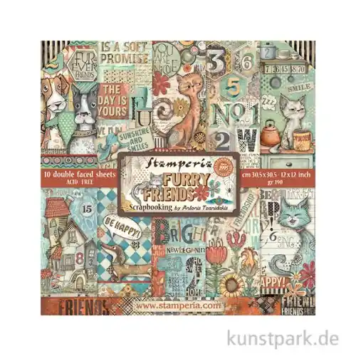 Stamperia Scrapbooking Pad - Furry Friends, 30,5 x 30,5 cm Geprüft