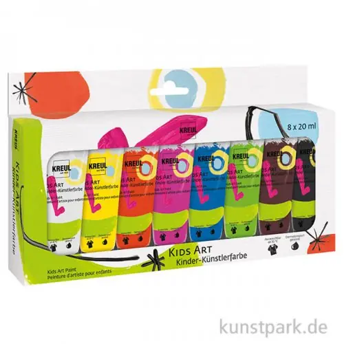 Billig KREUL Kids Art - Kinder Künstlerfarben Set, 8 x 20 ml Tuben