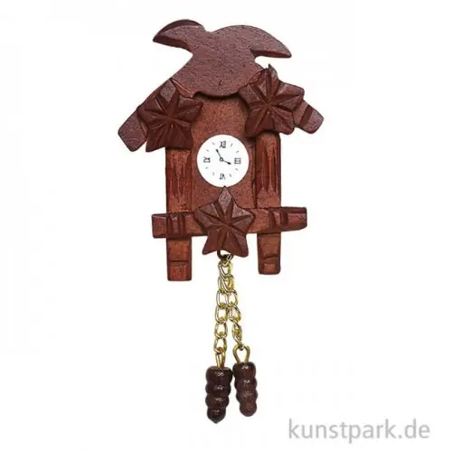 Aktuell Miniatur Kuckucksuhr Holz, 5 x 1 x 5 cm