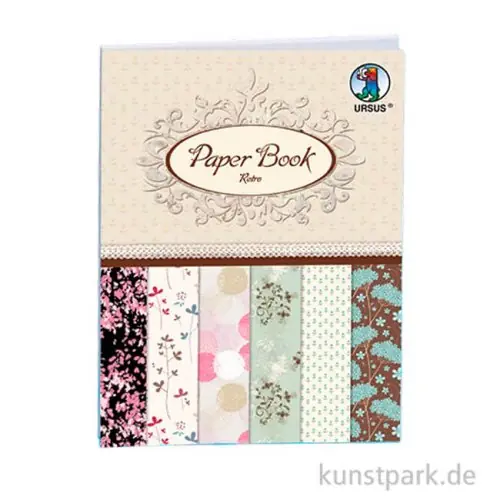 Letzte Chance Paper Book - Retro Motivpapiere, 45 x 30,4 cm, 24 Blatt, 157g