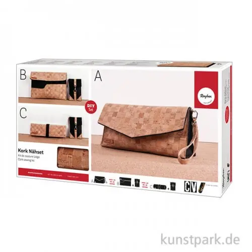 Kork Nähset Tasche mit Zubehör und Anleitung Neuheit