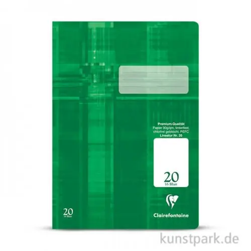 Original Clairefontaine Schulheft DIN A4, 16 Blatt, 90g, Lin. 20, blanco