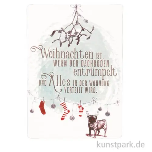 Good old friends - Winterwelt Postkarte, Mops Online Kaufen